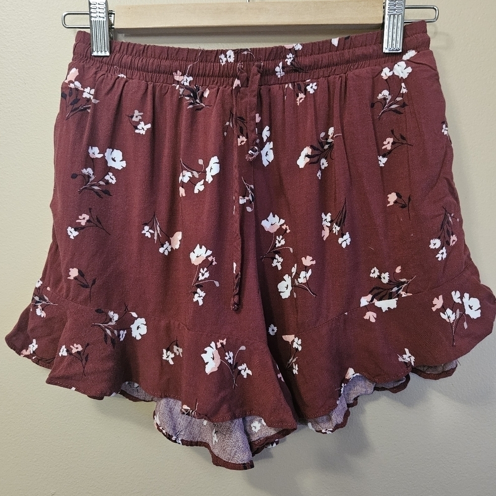 Mossimo Women's Size XS Floral Ruffled Hem Shorts